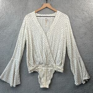 INTIMATELY FREE PEOPLE Makin Waves Bodysuit S Small Fairy Coquette Twee Dots